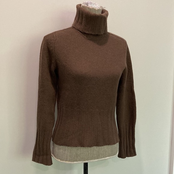 SISLEY Turtleneck Sweater Brown Wool Chunky Angora - Picture 4 of 13